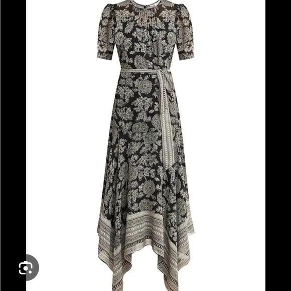 Veronica Beard Smita Batik Floral Maxi Dress (**with solid black belt**). US10 - Picture 4 of 6